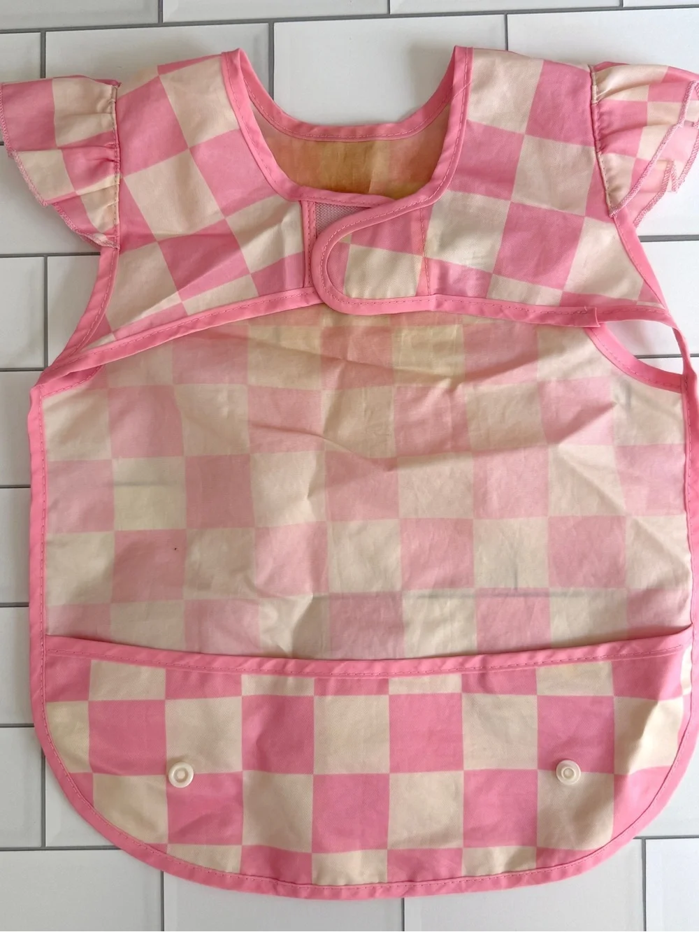 6-24M🫟 Tiny Twinkle 5 Pack Waterproof Ruffle Apron Bibs Solids Floral Checkered